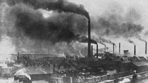 hotograph of Widnes in the late 19th century showing the effects of industrial pollution